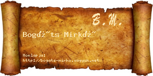 Bogáts Mirkó névjegykártya